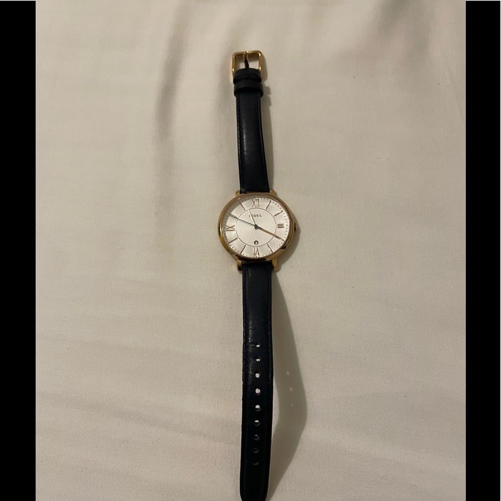 Womens Fossil Navy Band Thin Watch